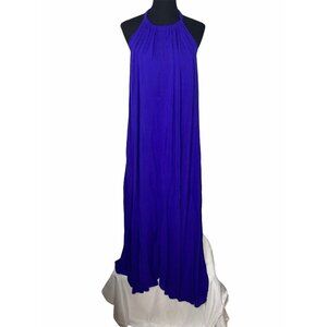 NWT Karen T Design Womens‎ OS Sleeveless Halter Blue Full Length Casual Dress